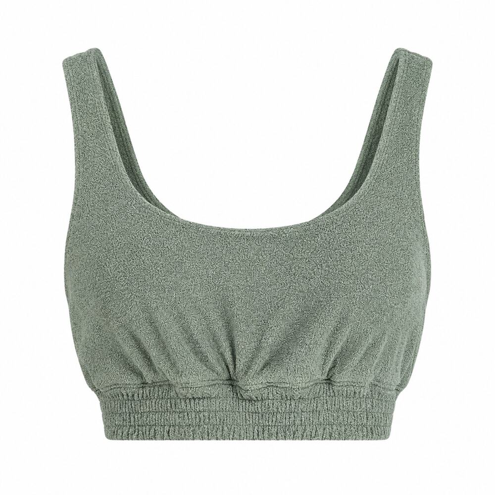 Gilly Hicks Terry Cloth Bralette L Sage Green Scoop Neck Lounge Bra Y2K